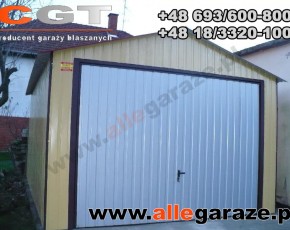 Garaż blaszany 3,5x6 dwuspadowy grafit RAL7024 brama uchylna