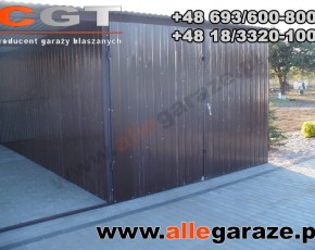 	
Garaż blaszany 3x5 spad na tył brązowy RAL 8017 z zadaszeniem brama uchylna 