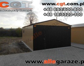 Garaż blaszany 4x6 dwuspadowy wiśniowy RAL 3005 brama uchylna