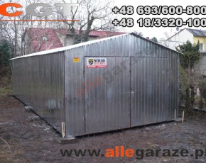 Hala garażowa 4x12 dwuspadowa ocynk brama dwuskrzydłowa