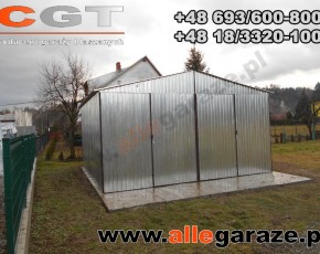 Garaż blaszany 6x5 dwuspadowy ocynk brama dwuskrzydłowa
