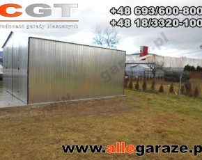 Garaż blaszany 6x5 dwuspadowy ocynk brama dwuskrzydłowa