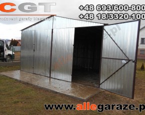 Garaż blaszany 6x5 dwuspadowy ocynk brama dwuskrzydłowa