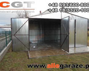 Garaż blaszany 6x5 dwuspadowy ocynk brama dwuskrzydłowa