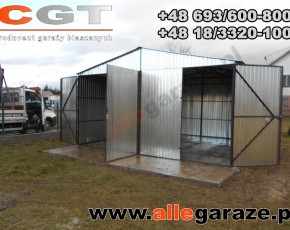 Garaż blaszany 6x5 dwuspadowy ocynk brama dwuskrzydłowa