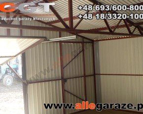 Garaż blaszany 6x6 dwuspadowy piaskowy RAL 1002 brama uchylna