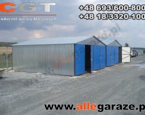 Garaż blaszany 6x6 dwuspadowy ocynkowany brama dwuskrzydłowa