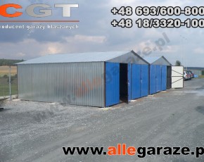 Garaż blaszany 6x6 dwuspadowy ocynkowany brama dwuskrzydłowa