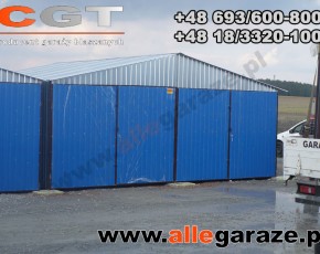Garaż blaszany 6x6 dwuspadowy ocynkowany brama dwuskrzydłowa
