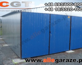 Garaż blaszany 6x6 dwuspadowy ocynkowany brama dwuskrzydłowa